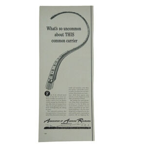1950 Assoc of American Railroads Vtg Magazine Print Ad Train Question Mark Scene